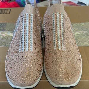 Elegant light pink blinged Slip-On Women's Shoes